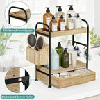 Kottwca 2-Tier Bathroom Counter Organizer, Wooden Vanity Shelf, Light Brown - Image 5