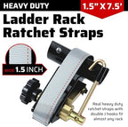 Rack Straps with J-Hook (2PK),1.5" x7.5' Ladder Rack Ratchet Straps, 2" Round Tube Mount, Perfect Ladder Rack Tie-Downs for Trailer Cargo Control - Image 4