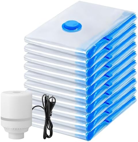 10 Jumbo Vacuum Storage Bags for Bedding with Electric Pump by Besslly