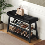 YATINEY Shoe Bench, 3-Tier Shoe Rack, Entryway Bench with Storage and Cushion, for Hallway, Foyer, Bedroom, Black HX02BB - Image 2