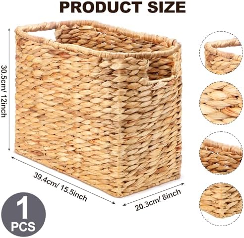 Tatuo Woven Magazine Holder Basket, Tall Seagrass Storage, Light Brown - Image 3
