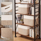 OIAHOMY 13 Inch Cube Storage Bins, 3-Pack Cotton Rope Woven Baskets for Organizing, Insert Storage Baskets for Shelves, Baby Nursery, Closet Organizer, 15 * 13 * 12.6IN, Brown & White - Image 3