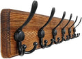 Dseap Coat Rack Wall Mounted - 24" Long 6 Tri Hooks, Heavy Duty Wooden Wall Coat Hanger Coat Hook for Clothes Hat Jacket Clothing, Natural and Black by Dseap