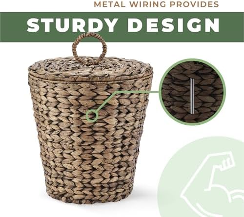 84ECO 3 Gallon Black Wicker Trash Can with Lid and Liner - Image 5