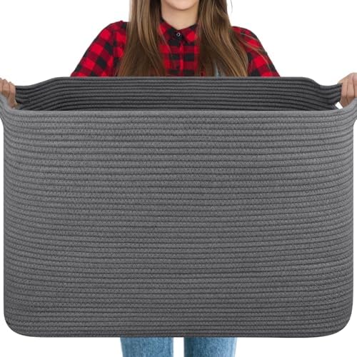 OIASKET 118L Extra Large Blanket Basket Living Room, 24.8"x17.7"x16.2" by OIASKET