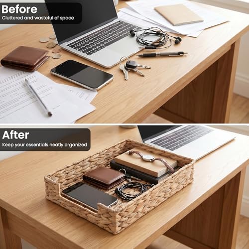 Set of 2 Letter Tray Water Hyacinth,Desk Organizer for Office Supplies - Image 5