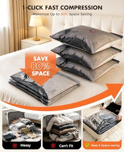 Vacuum Storage Bags with Electric Pump,Supports -60kPa Vacuum Seal Bags for Clothing Included, Travel Bags with Portable Cordless Pump, Compatible with Bags 10 Combo Set - Image 4