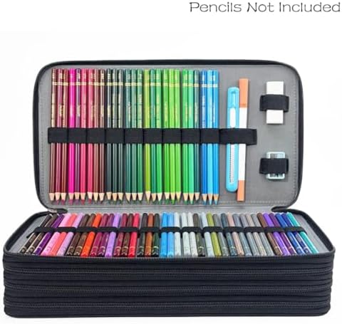 YOUNGCOL 300-Capacity Colored Pencil Case Pen Organizer(Black vintage floral) - Image 6