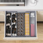 Large Kitchen Utensil Drawer Organizer - Expandable 5 Slots Cooking Utensil Organizer Multipurpose Silverware Organizer for Storage Repair Tools, Painting Tools W13.7"-19.9" x L17.6" X H2.5" (Grey) - Image 6