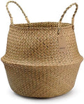 Large Woven Seagrass Belly Basket for Plant, Grocery, Picnic, 12" Diameter x 14" Height by DOKOT