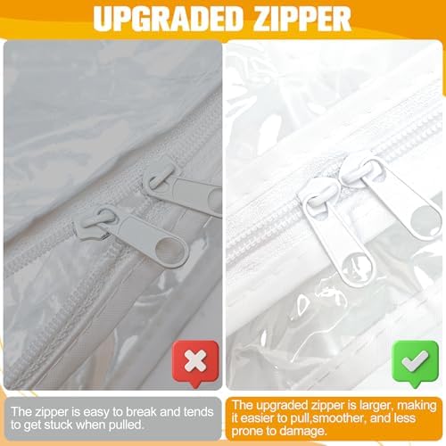 Plastic Storage Bags with Easy-Glide Zipper, Pack of 8, Durable Clear Vinyl Zippered Storage Bags for Clothes Sweaters Comforters Blankets Sheets Bedding (21.6 x 13.7 x 12.4 Inch, Transparent White) - Image 4