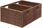 Vagusicc 2 Packs Large Wicker Storage Basket, Closet Storage Baskets Bins for Shelves, Decorative Collapsible Baskets for Organizing Clothes Toy Nursery Bathroom Organizers and Storage, Brown by Vagusicc
