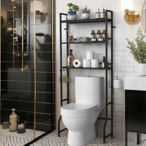 YBING Over The Toilet Storage Rack 3 Tier Bathroom Organizer Black - Image 5