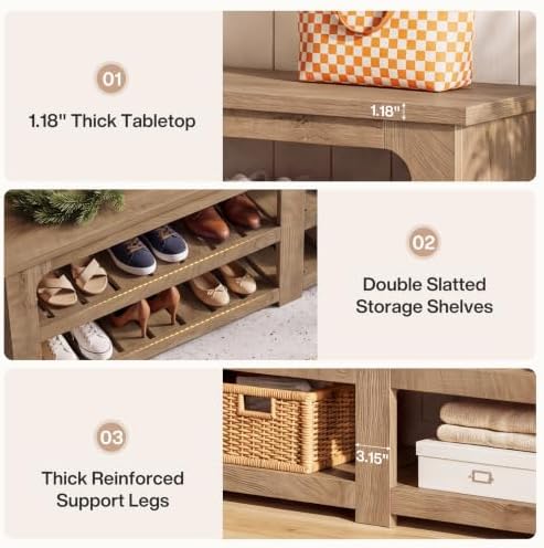 Tribesigns 70.9" Extra Long Shoe Storage Bench, Farmhouse Entryway Bench - Image 7