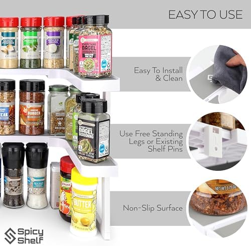 Spicy Shelf Deluxe - Expandable Spice Rack and Stackable Cabinet & Pantry Organizer (1 Set of 2 Shelves) - As seen on TV Deluxe (Spicy Shelf Organizer) - Pantry Organization - Pantry Spice Organizer - Image 6