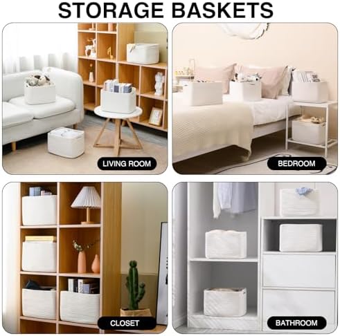ICERZCZ Storage Baskets for Organizing 12.5"x9.1"x7.9" (4 Packs) Off White - Image 4