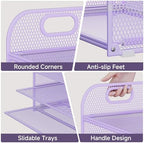 5-Tier Stackable Paper Organizer with Handle, Purple - Image 4
