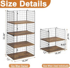 2 Pack Closet Organizers and Storage, Stackable Closet Shelf Organizer Heavy Duty Metal Wire Storage Bins with Adjustable Wood Shelf, Large Capacity Closet Storages for Bedroom Wardrobe Organization - Image 2