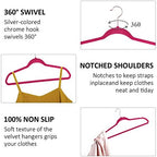 VECELO Premium Velvet Suit Hangers Heavy Duty (100 Pack) - Non Slip & Space-Saving Clothes Hangers with 12 Finger Clips and 2 Tie Rack Excellent for Men and Women (Rose) - Image 3