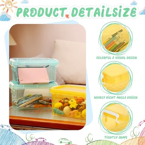 Wenqik 6 Pack Colorful Plastic Storage Bins with Lids, Cute Color - Image 3