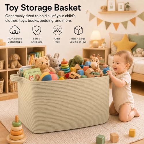 OIASKET 118L Extra Large Blanket Basket Living Room, 24.8"x17.7"x16.2" - Image 5