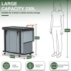 Laundry Hamper 3 Section with Lid,230L Rolling Dirty Clothes Hamper Grey - Image 6