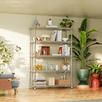 IZEUK 1750LBS Garage Shelving Wide Storage Shelves 5 Tier Metal Shelves Heavy Duty Adjustable Utility Shelf Rack (Chrome, 5 Tier, 15.7" D x 45.3" W x 70.9" H) - Image 7
