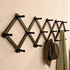 SKOLOO Accordion Wall Hanger with 16 Hooks, Modern Expandable Coat Rack Hat Rack for Wall, Solid Wooden, Dark Walnut Color - Image 4