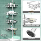 DAOYA Corner Shower Caddy Tension Pole 4 Tier Shower Caddy Organizer Silver - Image 3