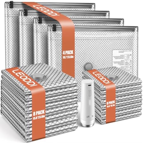 Vacuum Storage Bags for Travel with Rechargeable Cordless Pump, Space Saver Vacuum Seal Bags for Clothing, Compression Packing Bags for Luggage Travel & Seasonal Clothes, 20 Combo Size by Unknown
