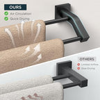 FORIOUS Double Towel Bar 24 Inch, Bathroom Towel Rack Square Matte Black - Image 3