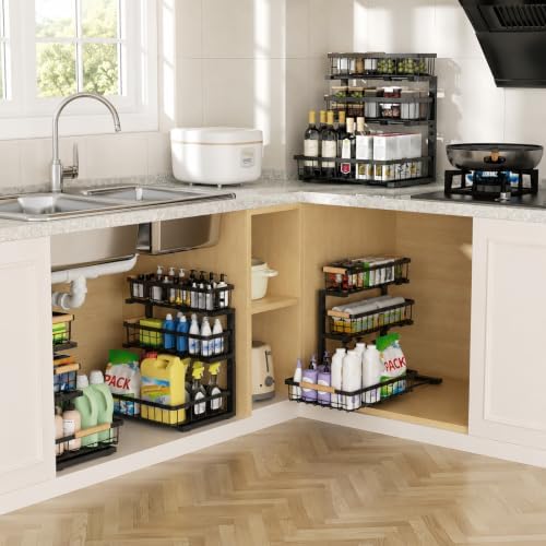 Three-Tier Under Sink Organizer Kitchen Bathroom, Grid, 1 Pack - Image 7