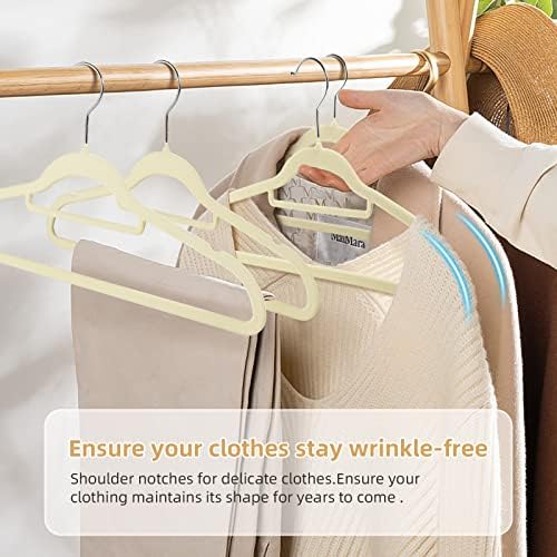 20 Pack Non-Slip Velvet Suit Hangers with 360° Swivel Hook - Space Saving Beige Clothes Hangers, Heavy Duty for Adults - Image 4