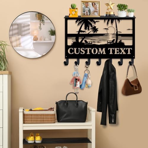 Dyoart Custom Beach Theme Key Holder Wall Mount with Shelf, Home Decor Gift - Image 2
