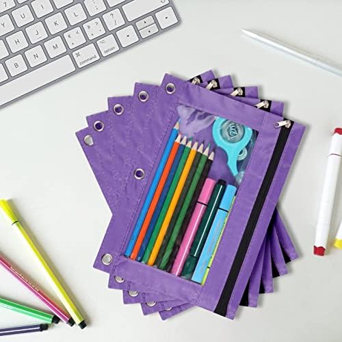 YoeeJob Pencil Pouch for 3 Ring Binder，Zipper Pencil Pouches Bulk，Pencil Case Pouch with Clear Window for Class, School, Office, Purple，24 Packs - Image 4