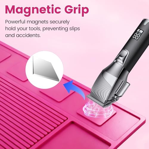 Magnetic Barber Mat for Clippers, Station Organizer with 4 Magnets - Image 4