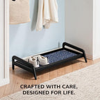Anji Mountain Heavy Duty Waterproof Wooden Shoe Storage Mat Organizer/Boot Storage Tray Multi Use for Entryway with Coir, Blue and Ivory Insert, 1 Tier, Fits 3 Pair (36.5" Wide) - Image 5