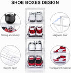 3 Pack Acrylic Shoe Boxes, Ultra Clear Shoe Boxes Stackable, Shoe Storage Box Sneaker Storage for Sneakerhead, Foldable Shoe Organizer with Magnetic Door, Professional Shoe Display Fits US Size 15 - Image 3