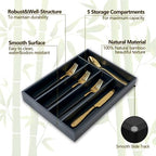 Silverware Organizer, 2 Pack 10 Inch Utensil Organizer Kitchen Drawer Organizer Bamboo Silverware Holder Cutlery Tray Organizer in Drawer Flatware Organizer Tray(5 slots, Black） - Image 3