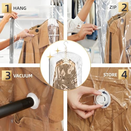 TAILI Hanging Vacuum Storage Bags Clothes, Coats, Jackets,6 Short - Image 5