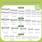 62 PCS Large Food Storage Containers with Lids Airtight Reusable Plastic - Image 2