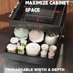Seinloes Pull Out Cabinet Organizer,4-Side Expandable to Maximize Cabinet Space,Slide Out Drawers with 3 Rail Design,Roll Out Shelf with Raising Pad for Framed Cabinet,13"-21"W x 17"-24"D,Black,2 Pack - Image 2