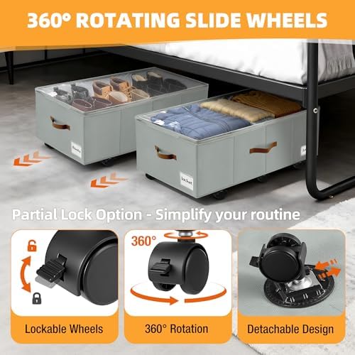 Under Bed Storage with Wheels, Dorm Room Organizer for Clothes Shoes Toys - Image 4