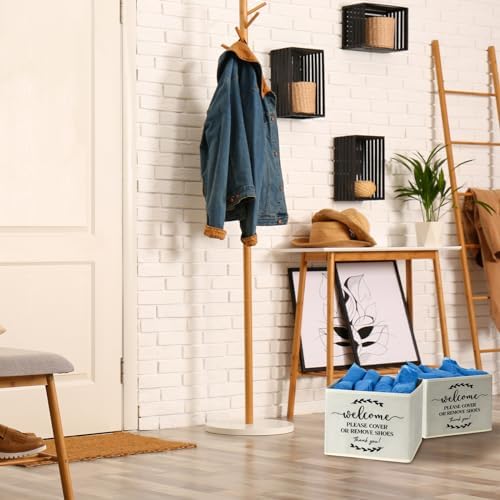 Suzile 6 Pcs Shoe Covers Box Foldable Storage Bin Indoor Disposable Shoe Cover Dispenser Holders for Open Houses Real Estate Agent Supplies Homeowner Booties(Beige) - Image 5