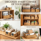 SiliFine Seagrass Bathroom Woven Storage Basket Set of 4, Natural Color - Image 6