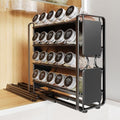 Spice Rack Organizer Drawer Cabinet: Pull Out Spice Seasoning Organization with 20 Jars - Facing Left or Right with Labels and Chalk Maker 4 Tier Slide Out Kitchen Storage for Countertop Wall Mount by LIVOD