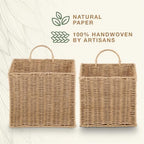 84ECO Set of 2 Woven Paper Rope Hanging Baskets for Organizing, Front Door, Mail, Flowers - Image 6