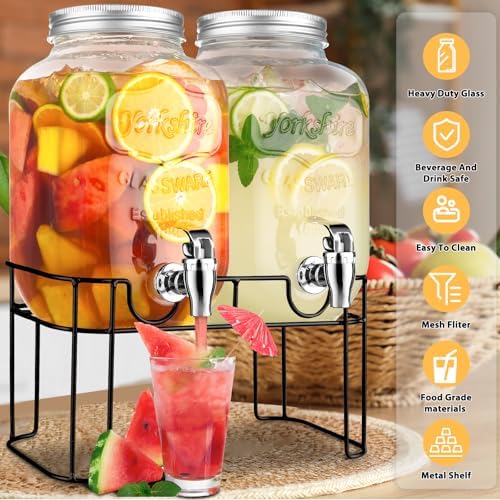 1 Gallon Glass Drink Dispensers For Parties，Lemonade Beverage Dispenser With Stand And Spigot For BBQ, Picnic, Party,Laundry Detergent Dispenser - Image 3