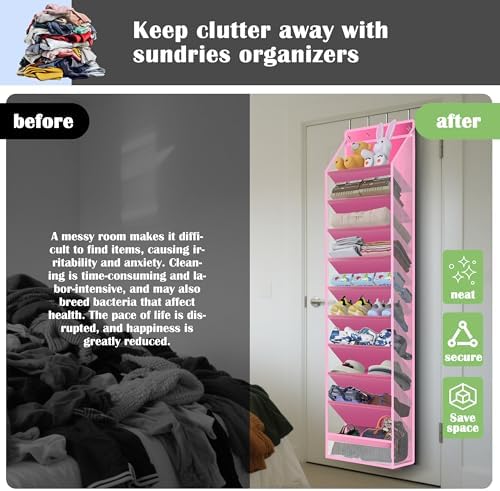 10 - Pocket Over - the - Door Hanging Shoe Organizers & Rack, Made of Sturdy 600D Oxford + Non - Woven Fabric, Space - Saving Storage for Shoes, Boots & More (Pink) - Image 6