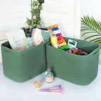 MINTWOOD Design 3-Pack Decorative Woven Storage Baskets for Shelves, Cube Bin Box for Organizing Books, Shoes, Dog Toys, Pantry Closet and Living Room Organizer, Forest Green - Image 3